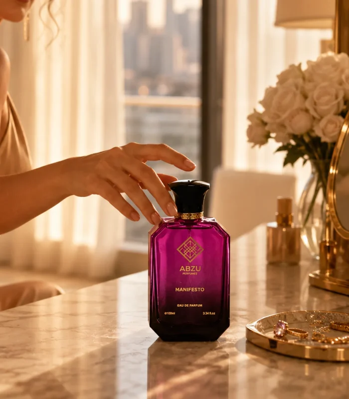 How ABZU perfume develops differently on skin — editorial image