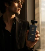 OMBRE NOMADE ABZU PERFUMES product with model behind
