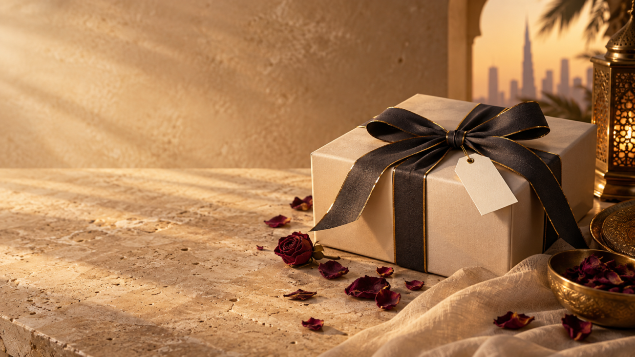 ABZU perfume gifting editorial scene for the UAE