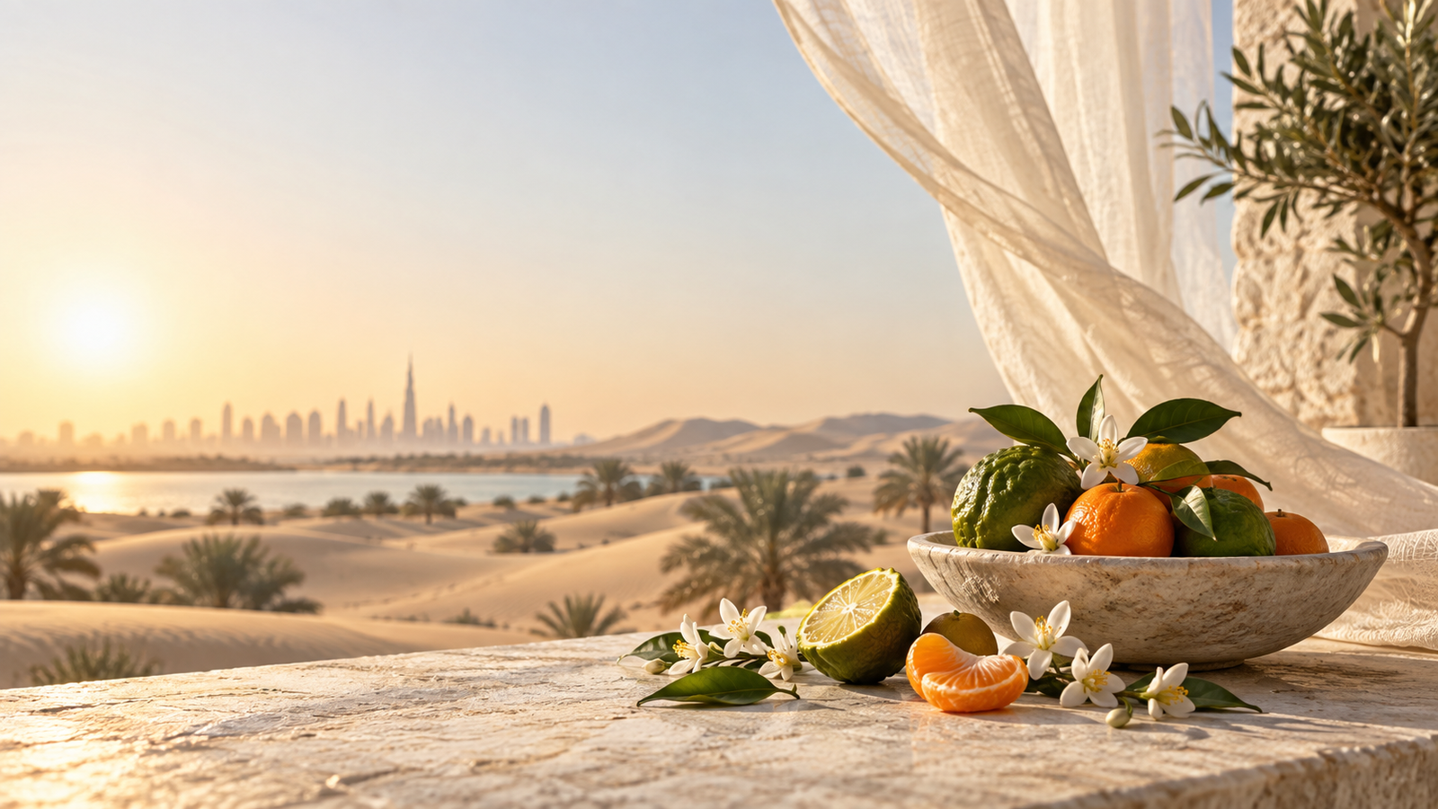 ABZU UAE weather fragrance editorial with citrus and neroli ingredients